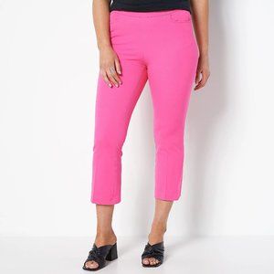 Isaac Mizrahi Petite 24/7 Stretch Baby Bootcut Crop Pant - Pink (Sz 10P) a513854